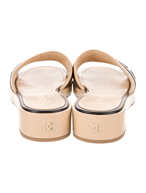 Chanel Interlocking CC Logo Leather Slides