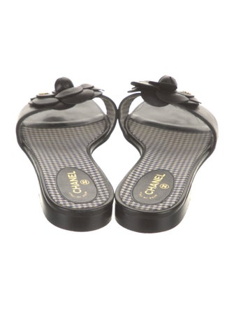 Chanel Interlocking CC Logo Leather Slides