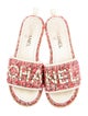 Chanel Interlocking CC Logo Tweed Slides