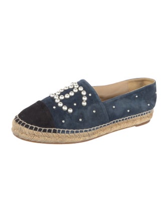 Chanel Interlocking CC Logo Suede Espadrilles