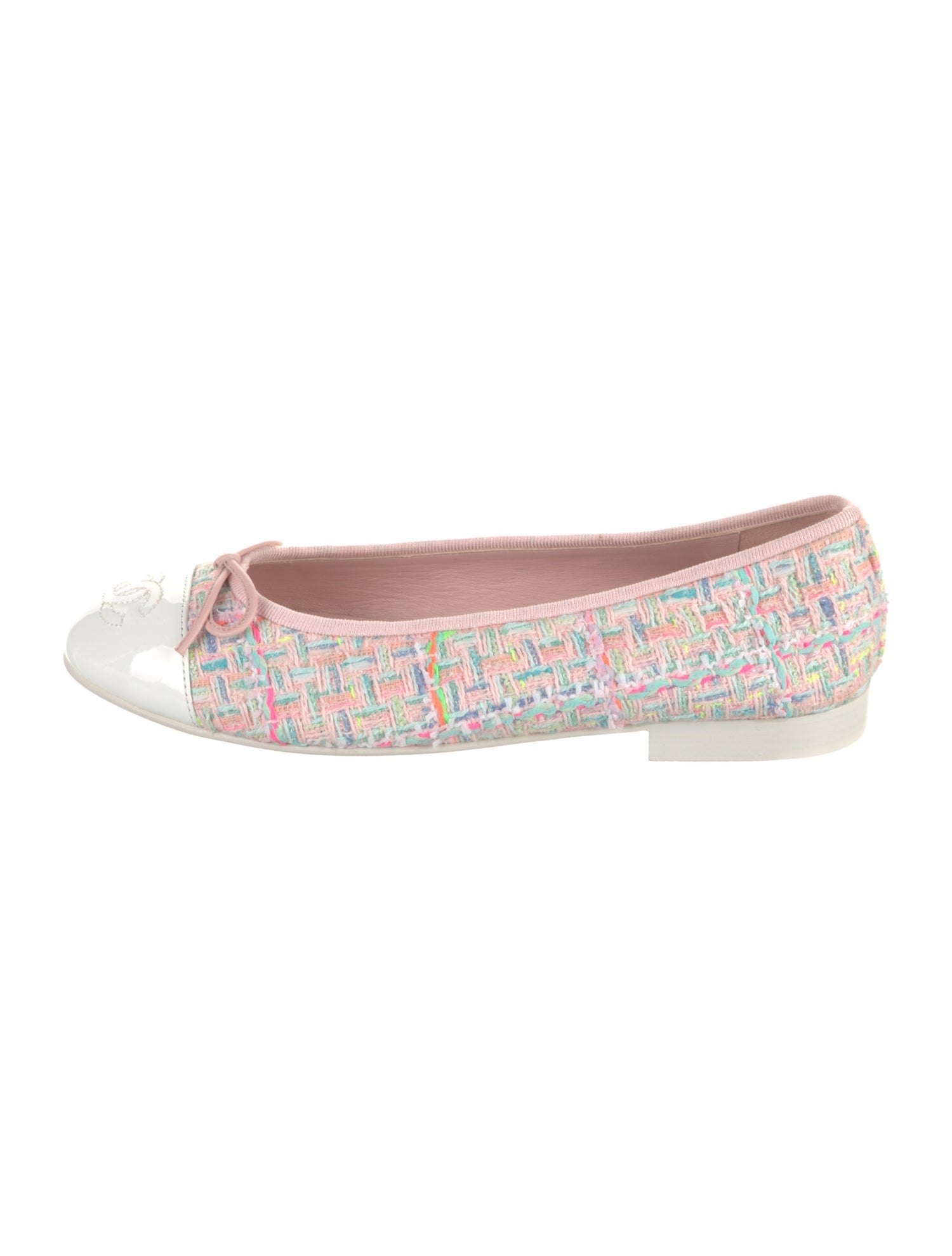 Chanel Interlocking CC Logo Tweed Flats