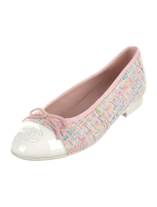 Chanel Interlocking CC Logo Tweed Flats