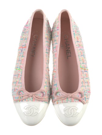Chanel Interlocking CC Logo Tweed Flats