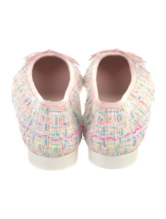 Chanel Interlocking CC Logo Tweed Flats