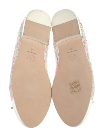 Chanel Interlocking CC Logo Tweed Flats