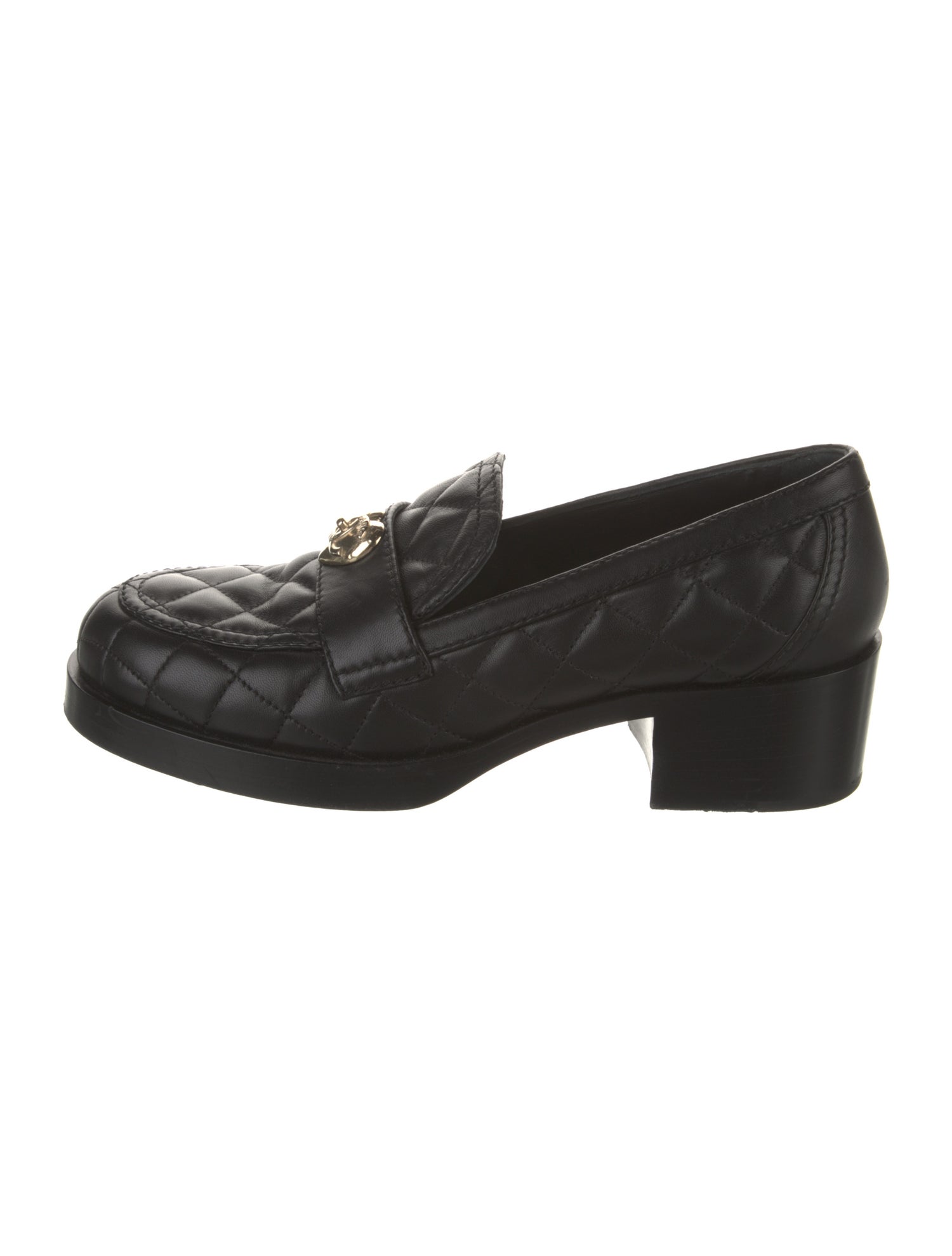 Chanel Interlocking CC Logo Leather Loafers