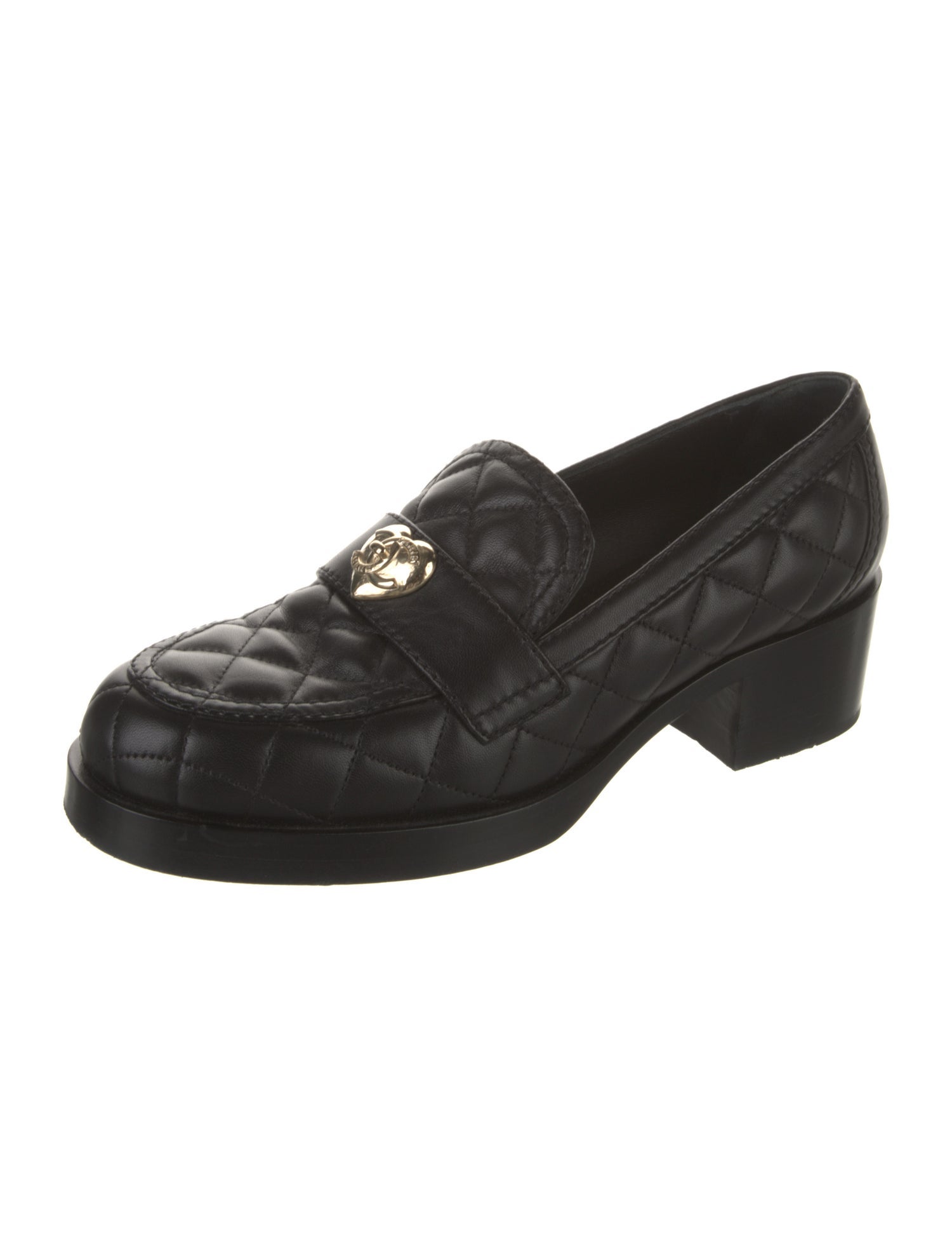 Chanel Interlocking CC Logo Leather Loafers