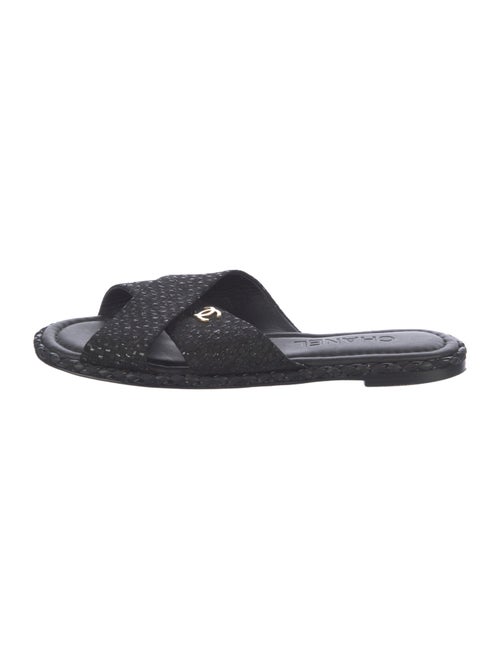 Chanel Interlocking CC Logo Leather Slides