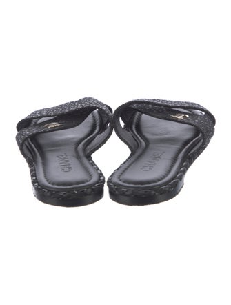 Chanel Interlocking CC Logo Leather Slides