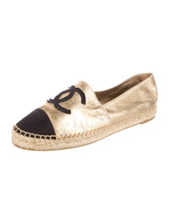 Chanel Interlocking CC Logo Leather Espadrilles