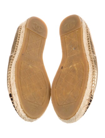 Chanel Interlocking CC Logo Leather Espadrilles