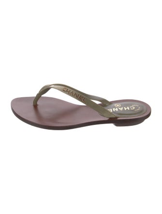 Chanel Satin Crystal Embellishments Flip Flops