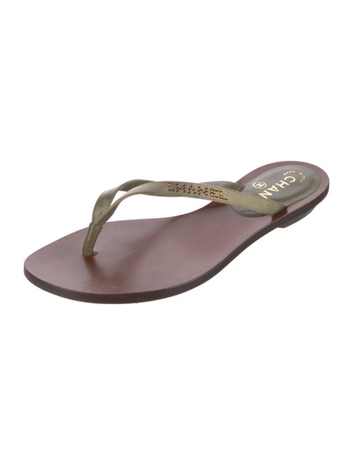 Chanel Satin Crystal Embellishments Flip Flops