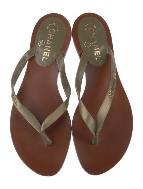 Chanel Satin Crystal Embellishments Flip Flops