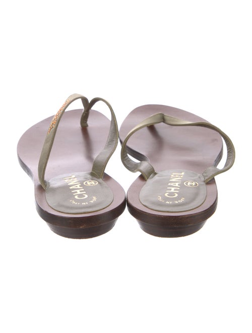 Chanel Satin Crystal Embellishments Flip Flops