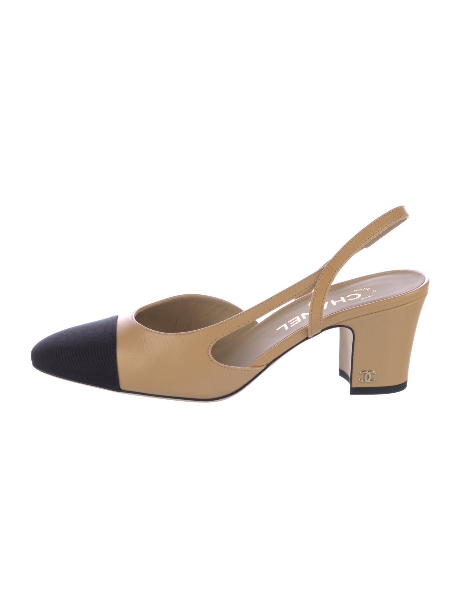 Chanel Interlocking CC Logo Lambskin Slingback Pumps