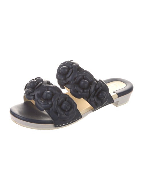 Chanel Interlocking CC Logo Leather Slides