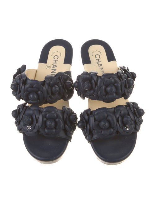 Chanel Interlocking CC Logo Leather Slides