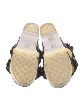 Chanel Interlocking CC Logo Leather Slides