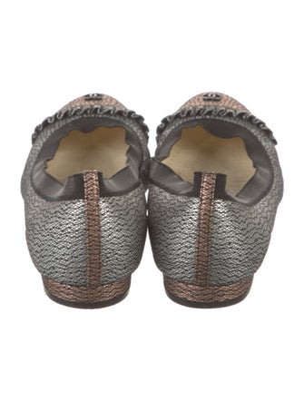 Chanel Interlocking CC Logo Ruffle Embellishment Ballet Flats