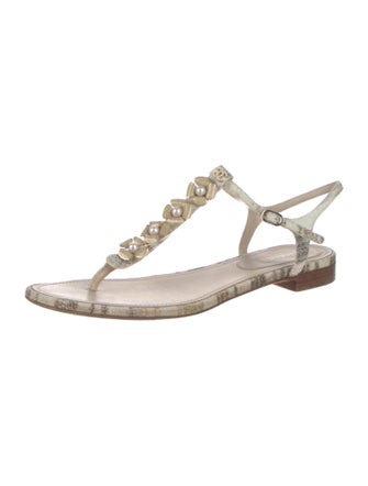 Chanel Interlocking CC Logo Suede T-Strap Sandals