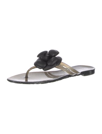 Chanel Interlocking CC Logo Rubber Slides