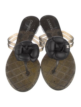 Chanel Interlocking CC Logo Rubber Slides