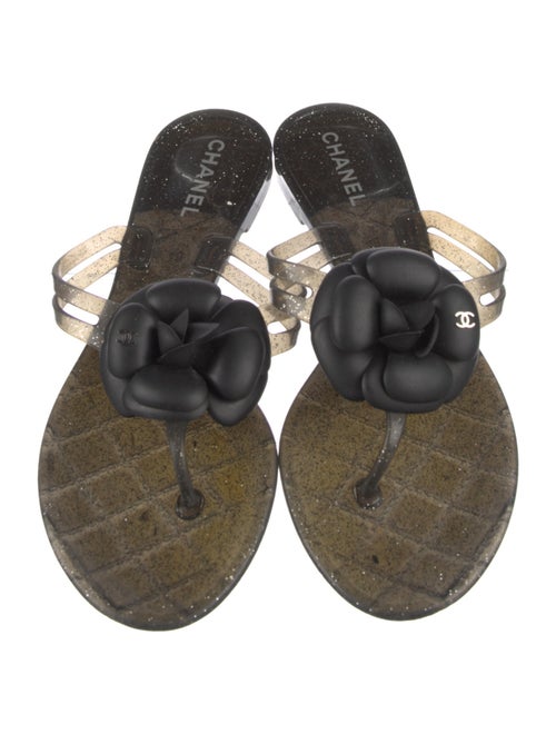 Chanel Interlocking CC Logo Rubber Slides