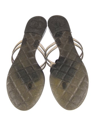 Chanel Interlocking CC Logo Rubber Slides