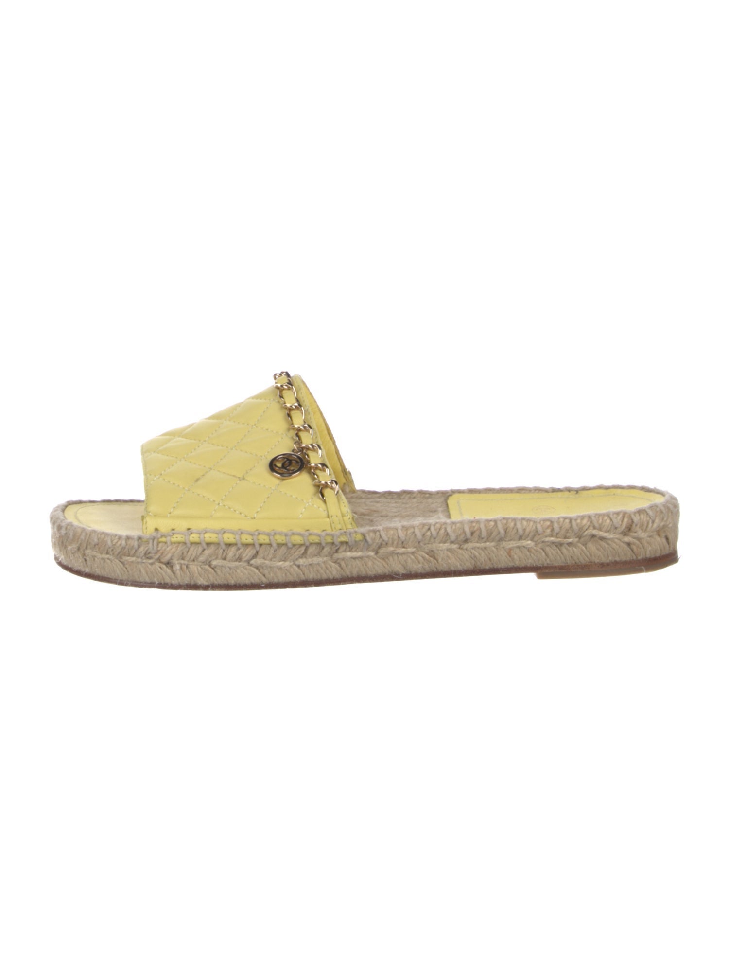 Chanel Interlocking CC Logo Leather Espadrilles