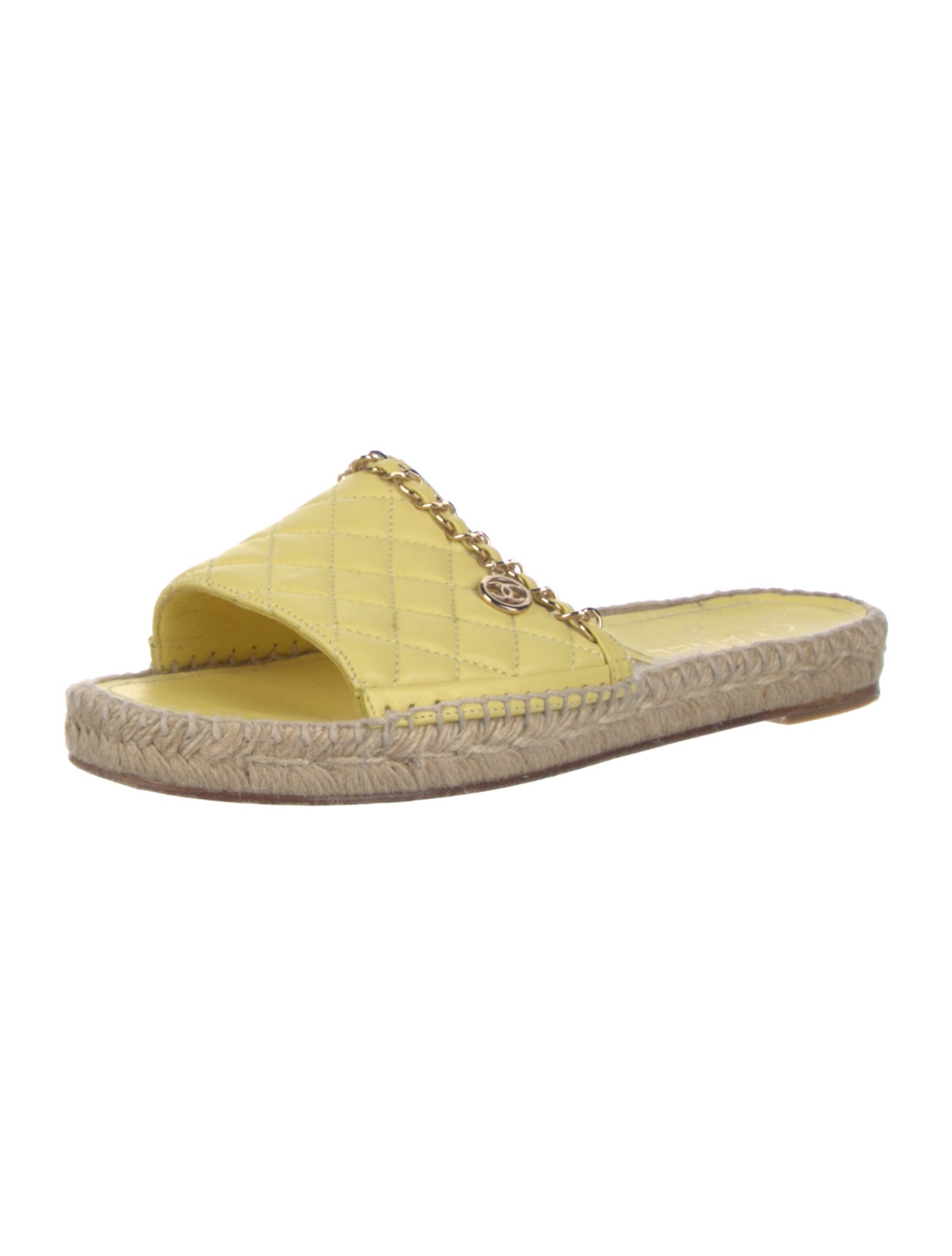 Chanel Interlocking CC Logo Leather Espadrilles