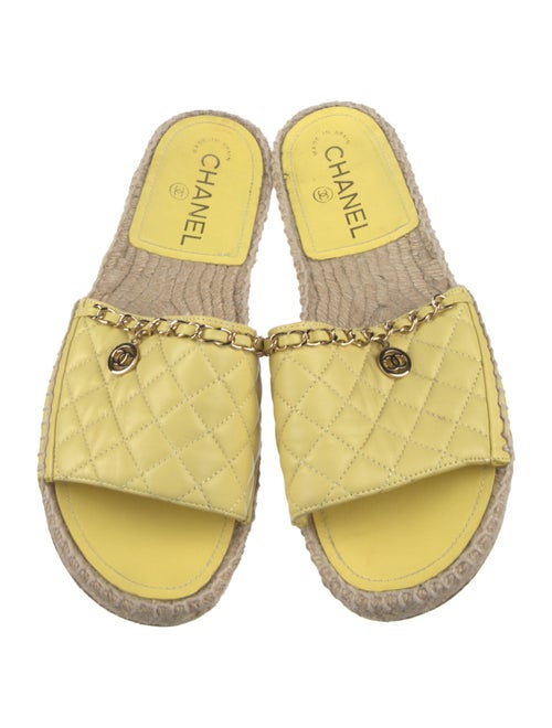 Chanel Interlocking CC Logo Leather Espadrilles