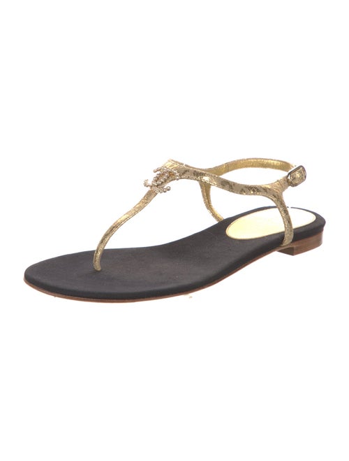 Chanel 2015 Interlocking CC Logo T-Strap Sandals