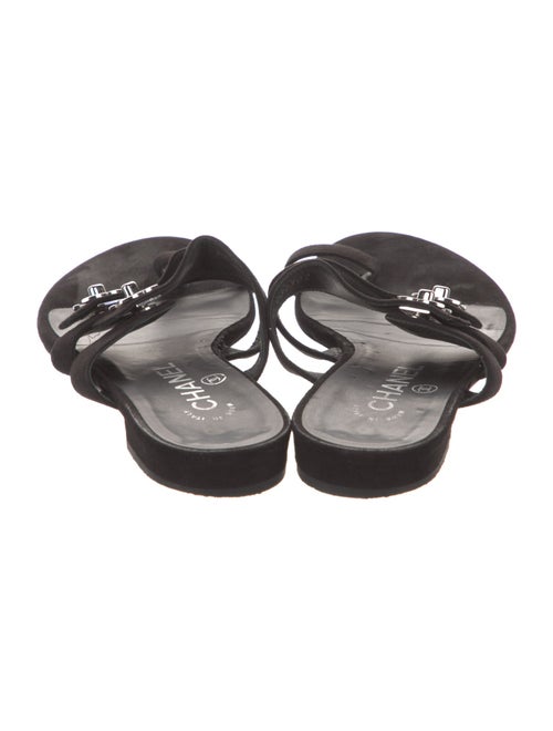 Chanel Interlocking CC Logo Suede Slides