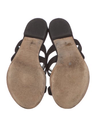 Chanel Interlocking CC Logo Suede Slides