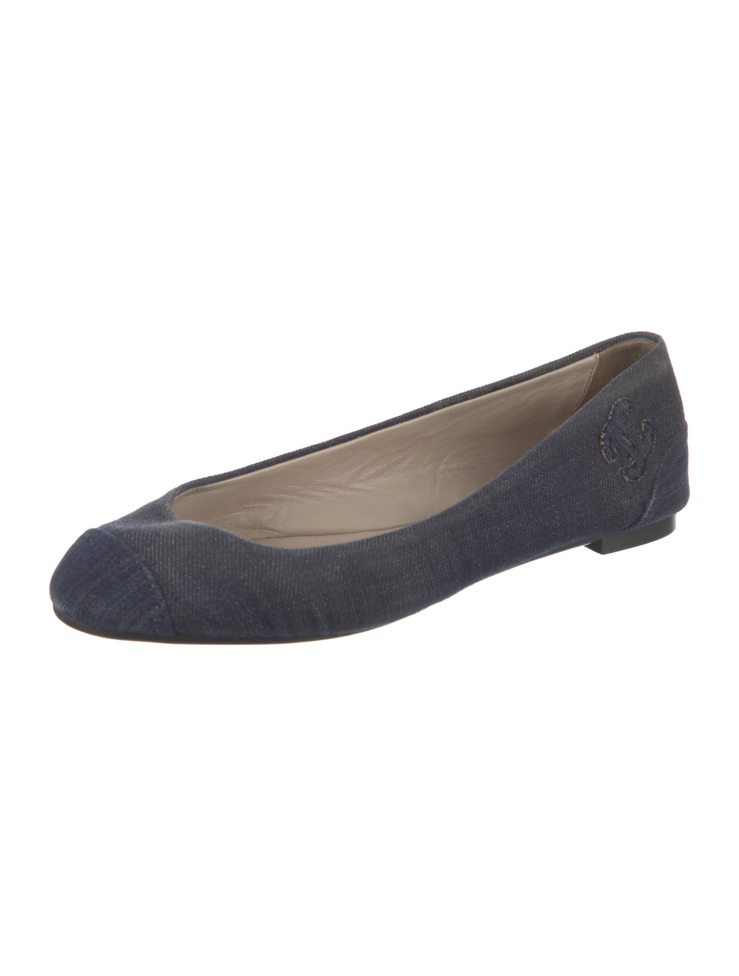 Chanel Interlocking CC Logo Denim Ballet Flats