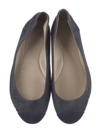 Chanel Interlocking CC Logo Denim Ballet Flats
