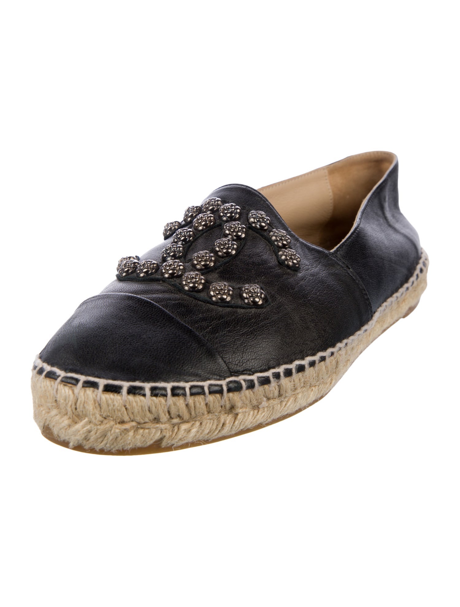 Chanel Interlocking CC Logo Lambskin Espadrilles