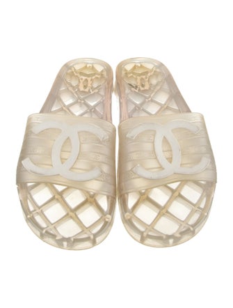 Chanel Interlocking CC Logo Rubber Slides