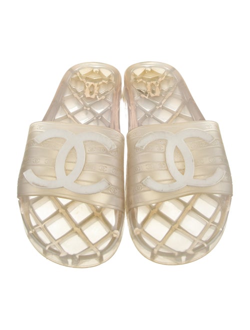 Chanel Interlocking CC Logo Rubber Slides