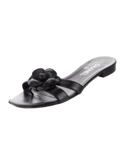 Chanel Interlocking CC Logo Leather Slides