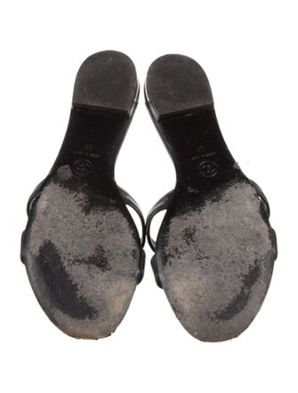 Chanel Interlocking CC Logo Leather Slides