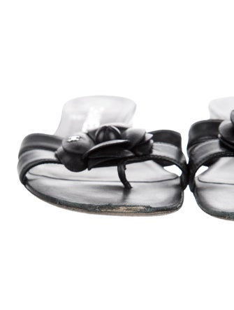 Chanel Interlocking CC Logo Leather Slides