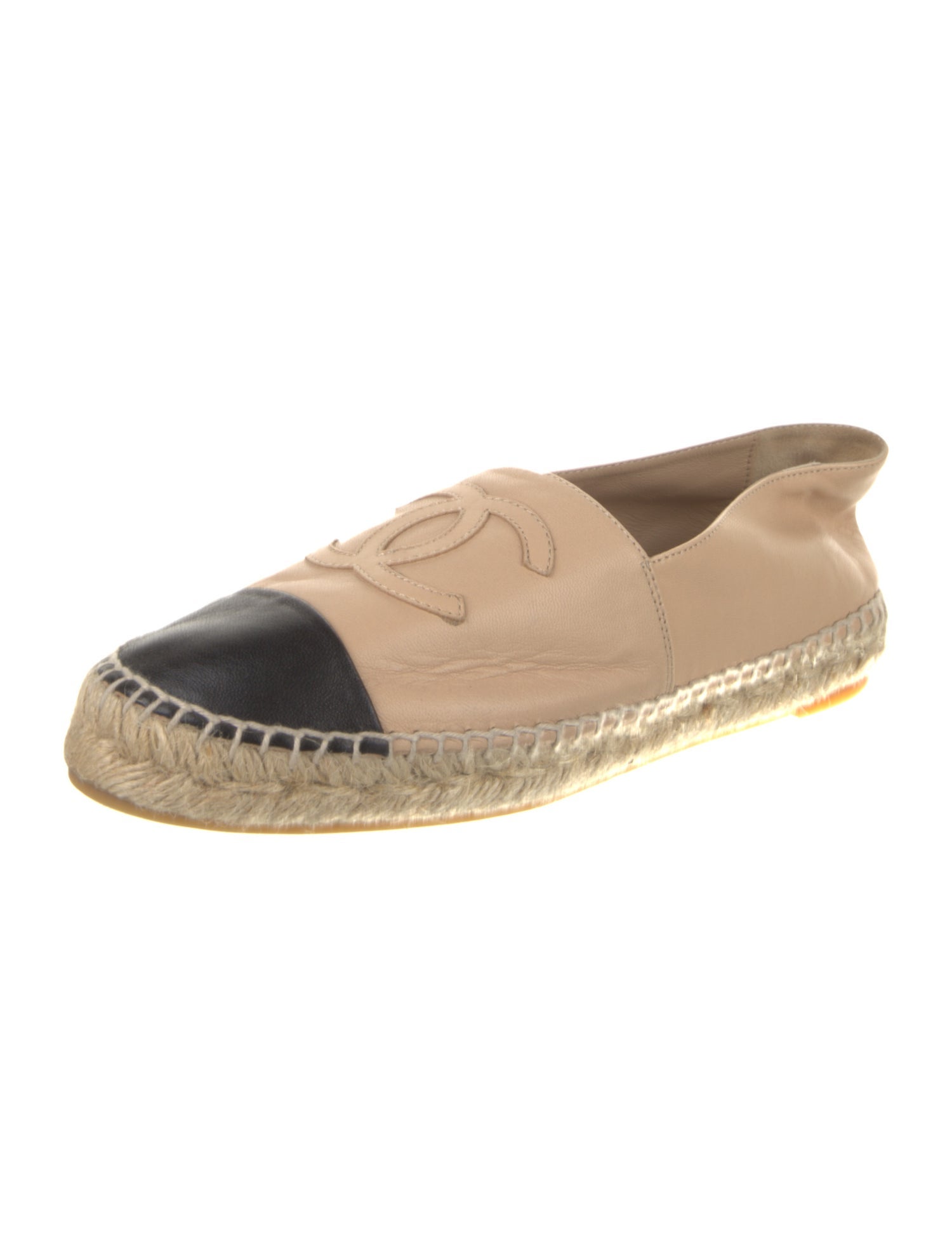 Chanel Interlocking CC Logo Leather Espadrilles