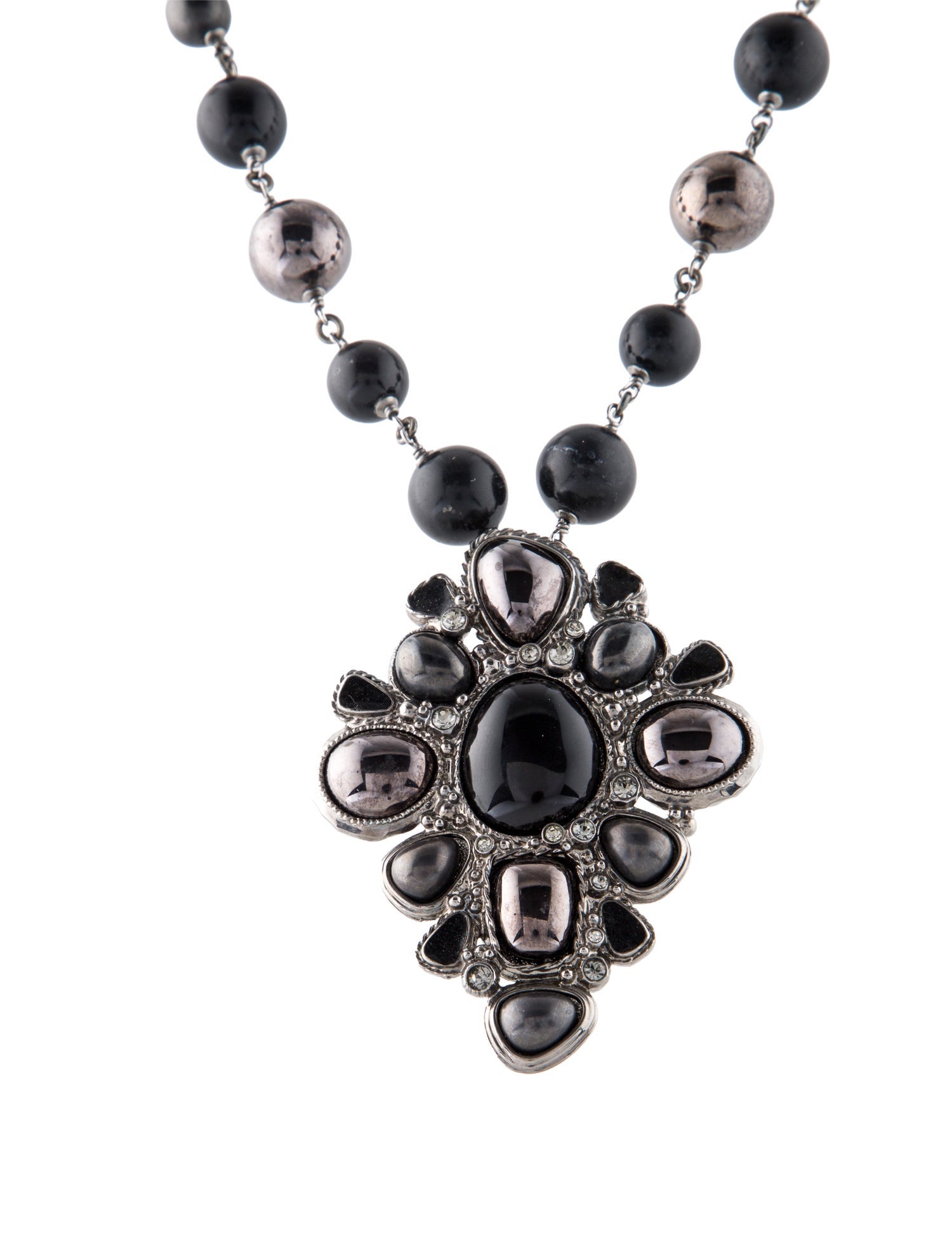 Chanel Faux Pearl, Strass, Resin & Enamel Pendant Necklace