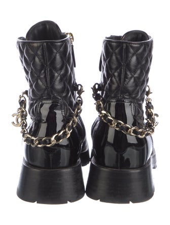 Chanel 2022 Interlocking CC Logo Combat Boots