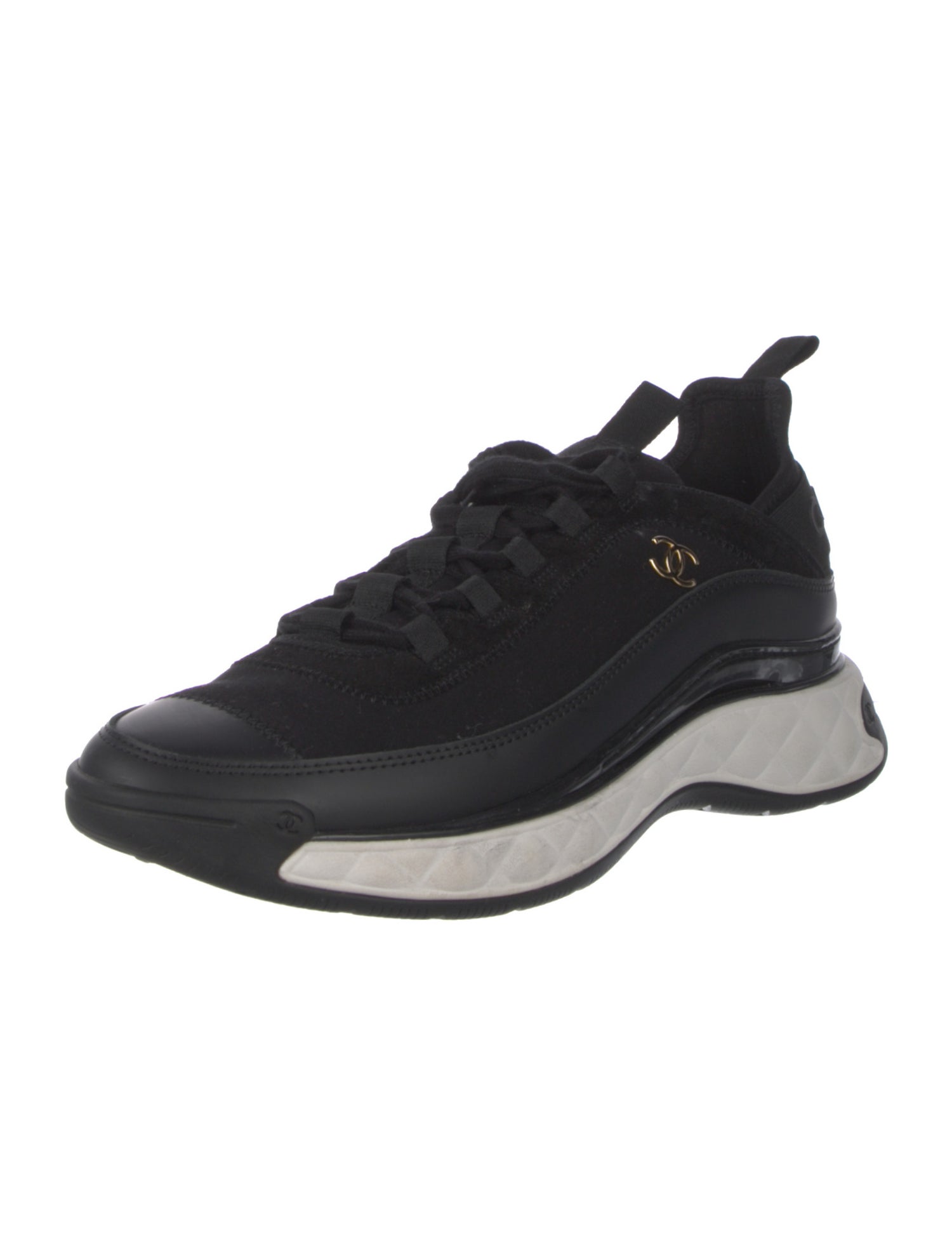 Chanel Interlocking CC Logo Leather Sneakers