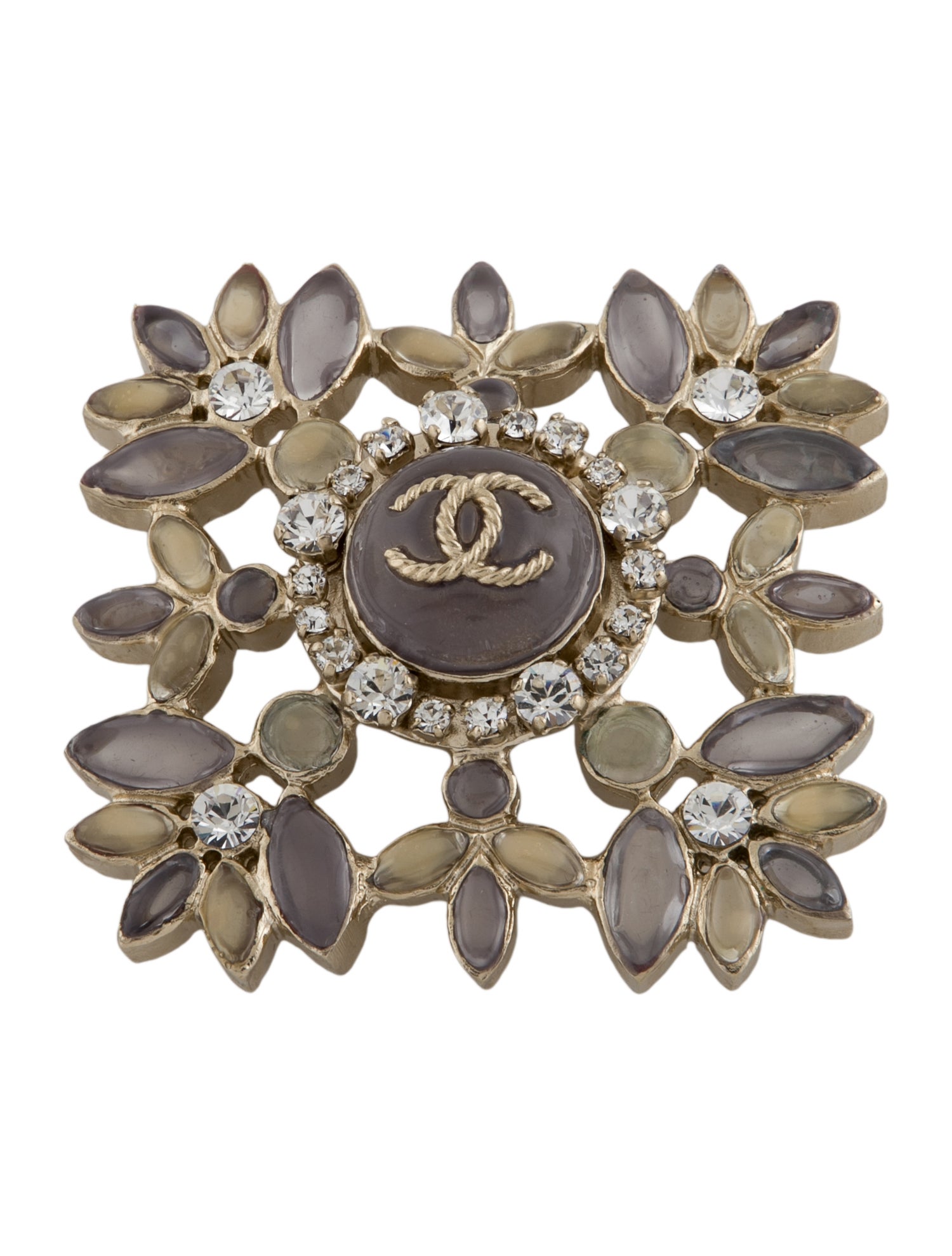 Chanel Strass & Resin CC Pin Brooch