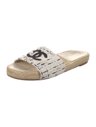 Chanel Interlocking CC Logo Tweed Espadrilles