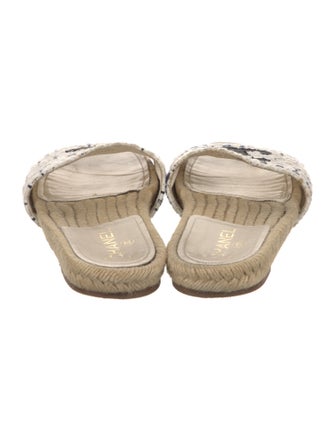 Chanel Interlocking CC Logo Tweed Espadrilles